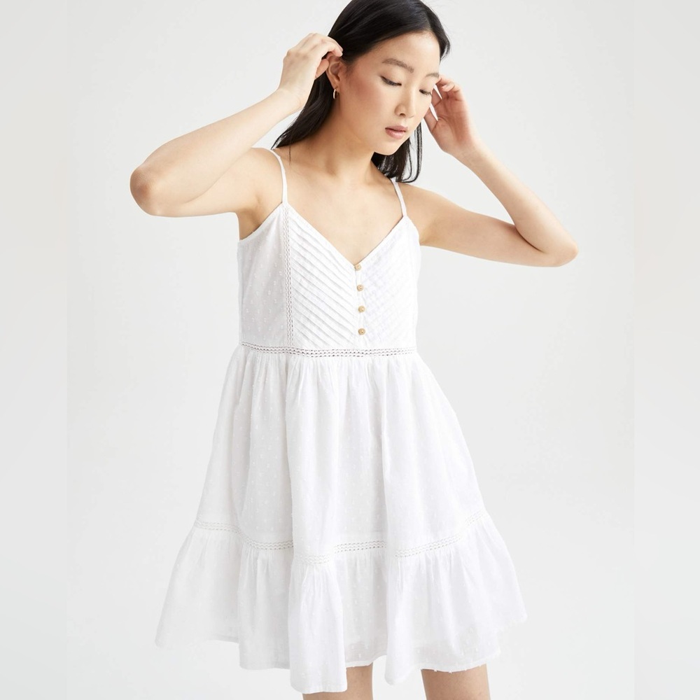 Zara White Buttoned Mini Dress xsmall